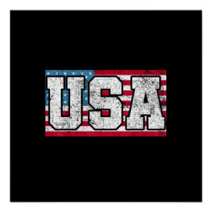 Pôster Americano EUA Bandeira dos EUA 4 de Julho