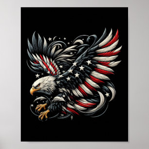 Poster Americano Patriótico Com Águia E Bandeira Dos EUA