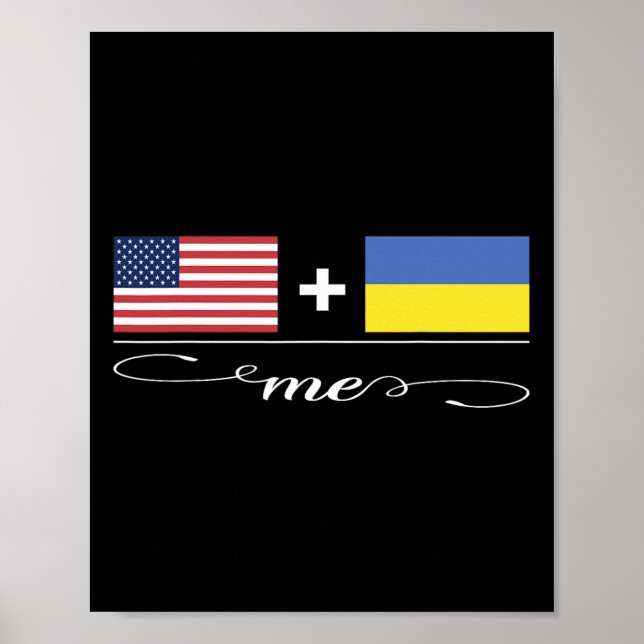 Poster Americano + Ucraniano = Bandeiras Dos EUA E Da Ucr (Frente)