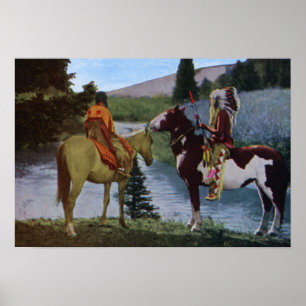 Poster Americanos nativos dos Blackfeet a cavalo