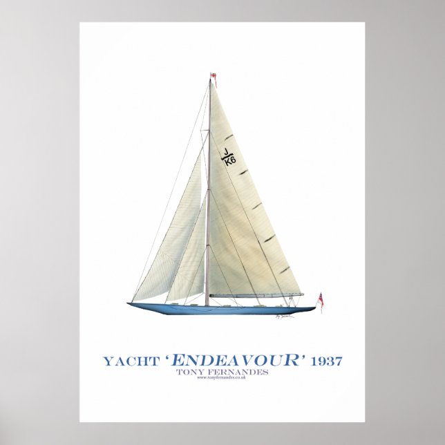 Poster americas cup yacht 'endeavour', tony fernandes (Frente)