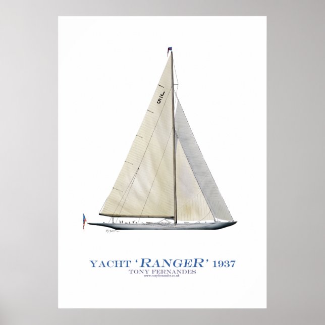 Poster americas cup yacht 'ranger', tony fernandes (Frente)