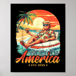 Poster Américas Golfo Trump 2024 Retro Beach Usa America