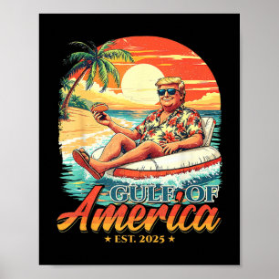 Poster Américas Golfo Trump 2024 Retro Beach Usa America