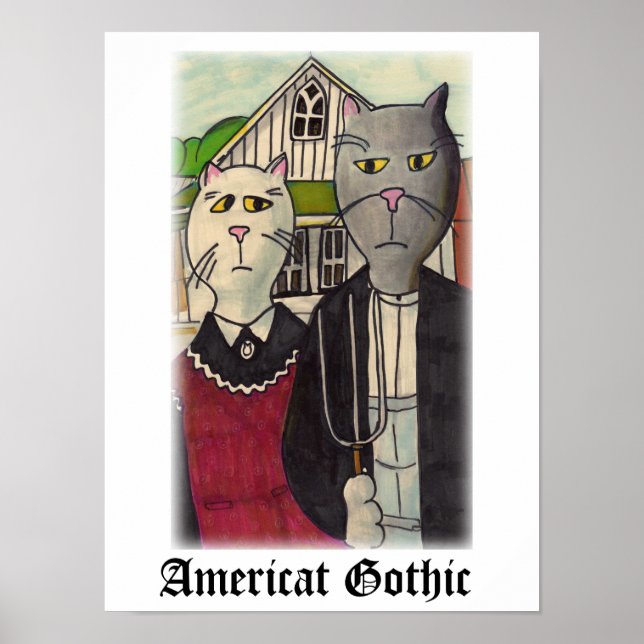 Poster Americat Gótico Personagem de desenho animado Art (Frente)