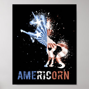 Poster Americorn bandeira americana unicórnio patriótico