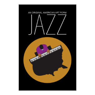 Pôster AmeriJazz Black Glossy Poster