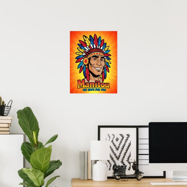 Poster Amerika-Indianer-Leuchtfeuer Farben. (Escritório em casa)