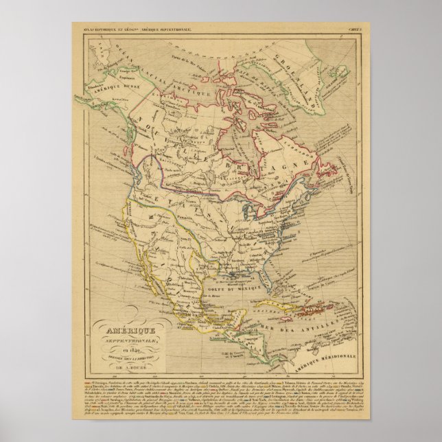 Poster Amerique Sepentrale en 1840 (Frente)