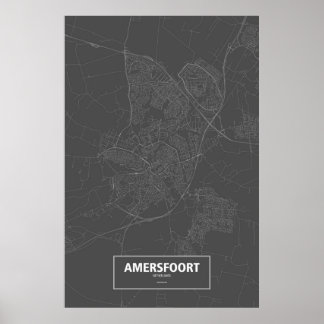 Pôster Amersfoort, Países Baixos (branco sobre preto)