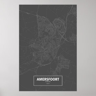 Pôster Amersfoort, Países Baixos (brancos no preto)
