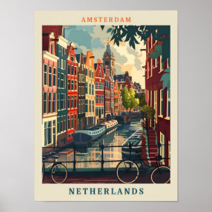 Poster Amesterdã Holanda Art Eegant Viagens vintage