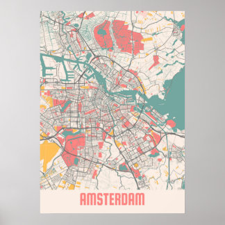 Poster Amesterdã - Mapa da Cidade de Chalk Holandesa