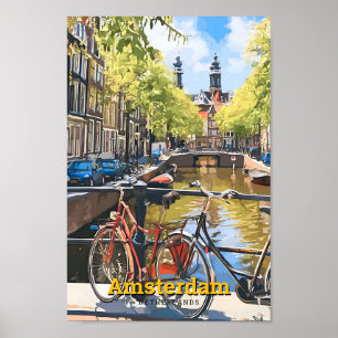 Poster Amesterdã - Viagens vintage dos Países Baixos