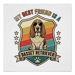 Pôster Amigo Basset Retriever Cachorro Óculos de Sol Retr