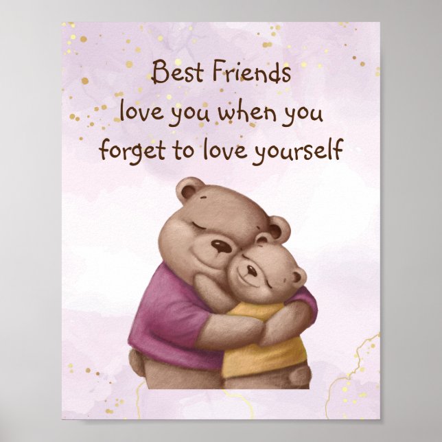 Poster Amigos adoram Teddy Bear te amam inspirador (Frente)