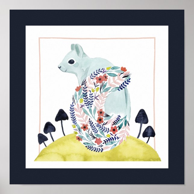 Poster Amigos da Clementina | Esquilo de arte popular (Frente)