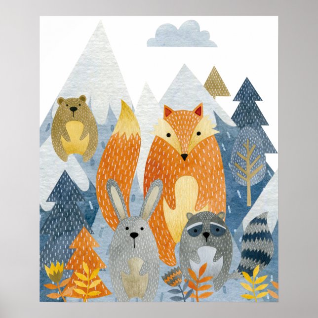 Poster Amigos da floresta na montanha (Frente)
