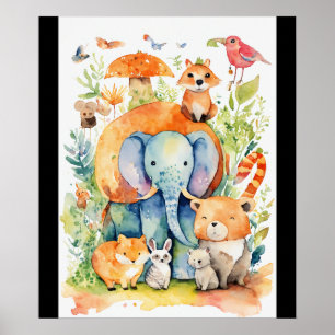 Poster Amigos da Selva – Arte de Parede de Animais em Aqu