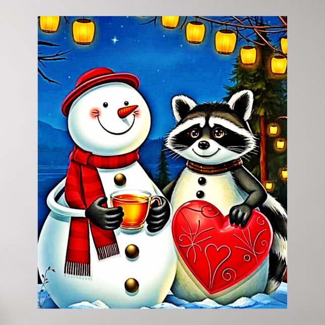 Poster Amigos de Inverno: Design de Alegria de Boneco de  (Frente)