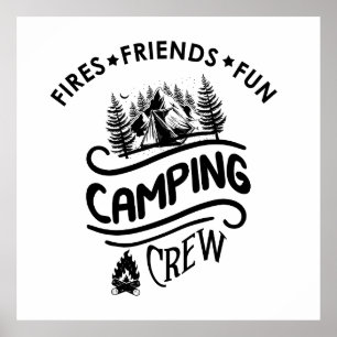 Poster Amigos do camping-slogan da equipe engraçada