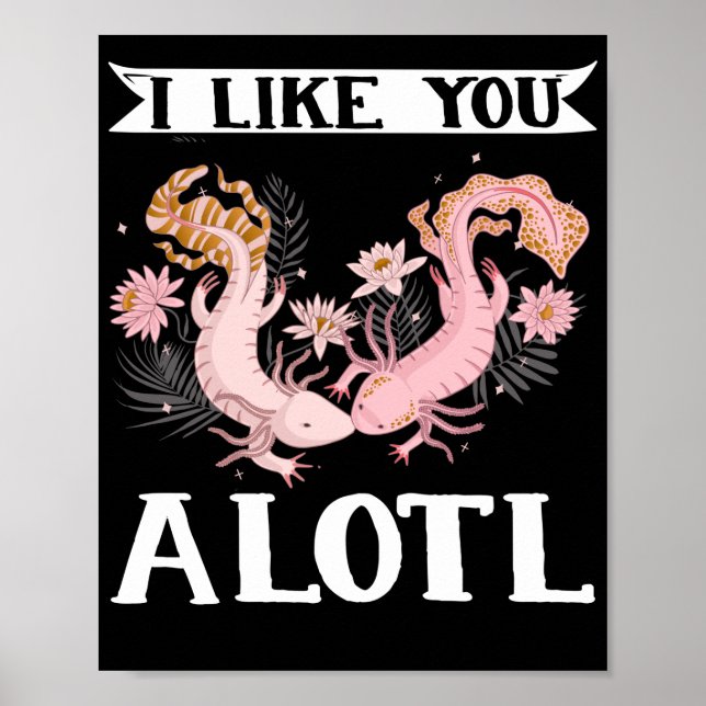 Poster Amigos Do Casal Axolotl Eu Gosto De Você Um Lotl K (Frente)