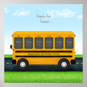Poster Amigos Escolares Barramento Escolar Personalizado