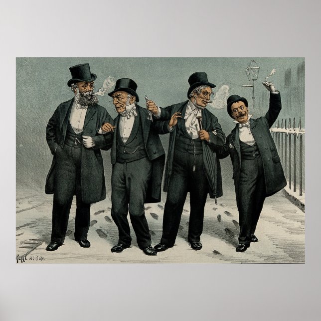 Pôster Amigos Feliz Natal Vintage (Frente)