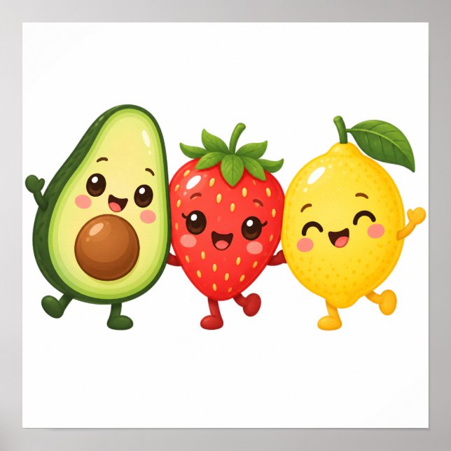 Poster Amigos Frutíferos Felizes (Frente)