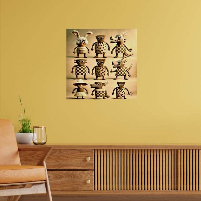 Poster Amigos ímpares - Família de Criações de Pontos e V (Sala de Estar 2)