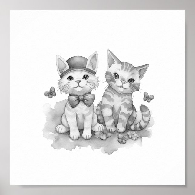 Poster Amigos pretos e brancos (Frente)