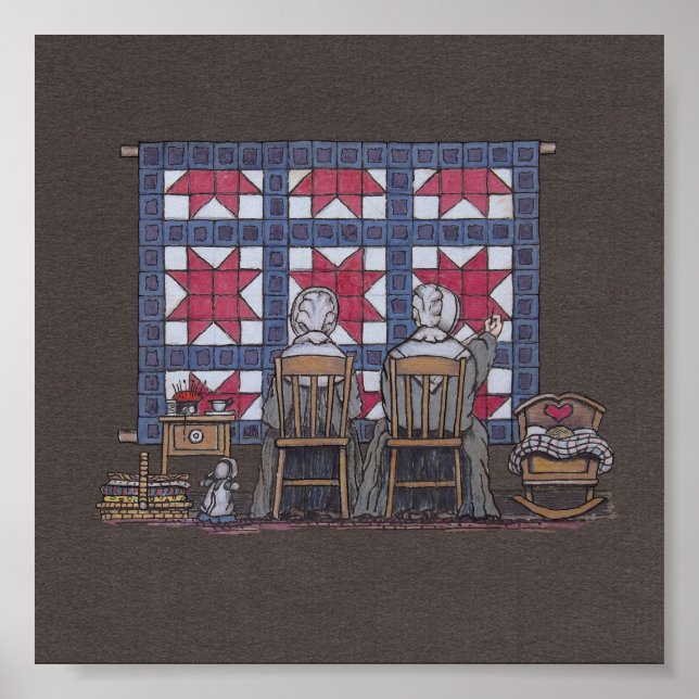 Poster Amish Women Quilting (Frente)