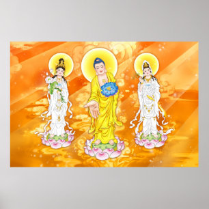 Poster Amitabha Buddha e Bodhisattva