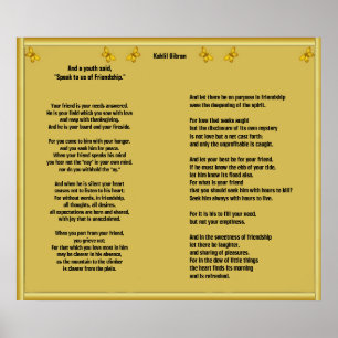 Poster Amizade por Kahlil Gibran
