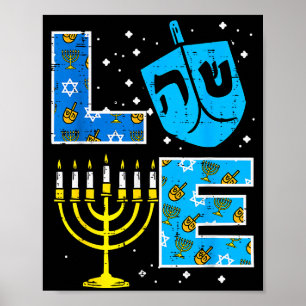 Poster Amo Hanukkah Dreidel Menorah Judaico Chanukah Home