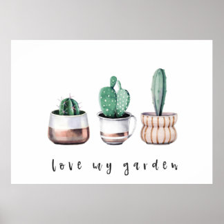 Poster Amo Meu Jardim Cactus