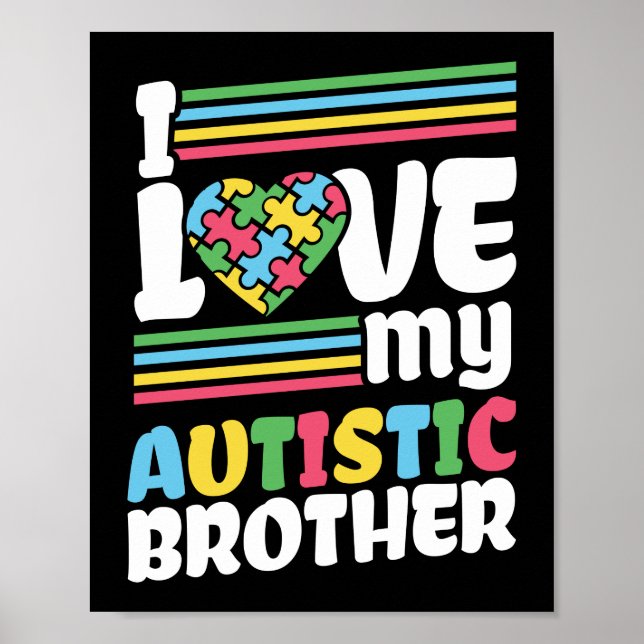 Poster Amo o Autismo do Meu Irmão Autismo Sensibilização (Frente)