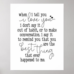 Poster Amo-te a citar o presente de aniversário de casam