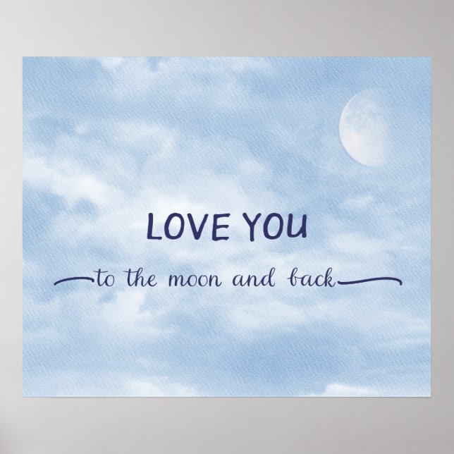 Poster Amo-te à Lua e à Lua texturizada no Céu (Frente)