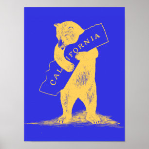 Pôster Amo-Te, Califórnia. Azul e Dourado