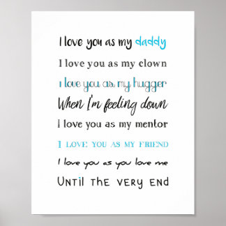 Poster Amo-Te Pai, Dia de os pais, Aniversário