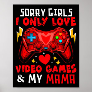 Poster Amo Video Games E Minha Mamãe Piada Engraçada Garo