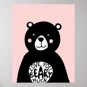 Poster Amo você Beary Muito Quarto de Meninas Ursas Escan