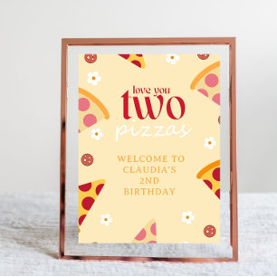 Poster Amo Vocês Dois Pizzas Sinal De Boas-Vindas