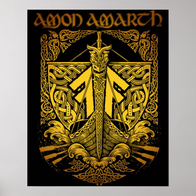 Poster Amon Amarth Retro-Style Fan Art Design (Frente)