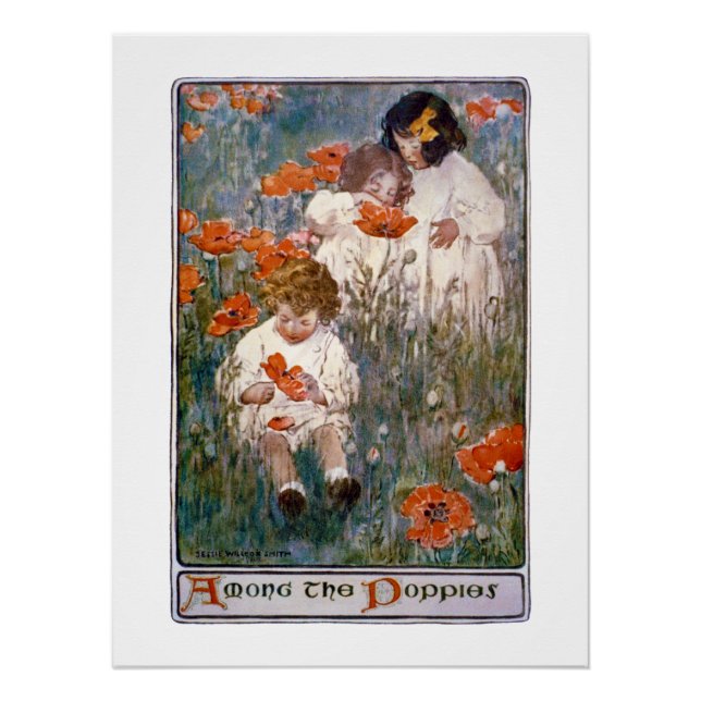 Pôster Among the Poppies, Jessie Willcox Smith (Frente)