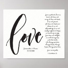 Poster Amor, 1 Cor. 13, Nome do Casal, Letra Moderna