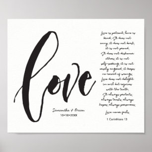 Poster Amor, 1 Cor. 13, Nome do Casal, Script Moderno
