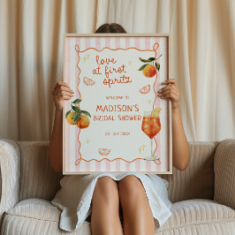 Poster Amor à primeira Olá Listras de Laranja Bem-vindo