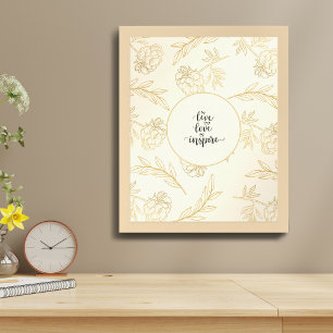 Poster Amor ao Vivo Inspira Dourada Floral